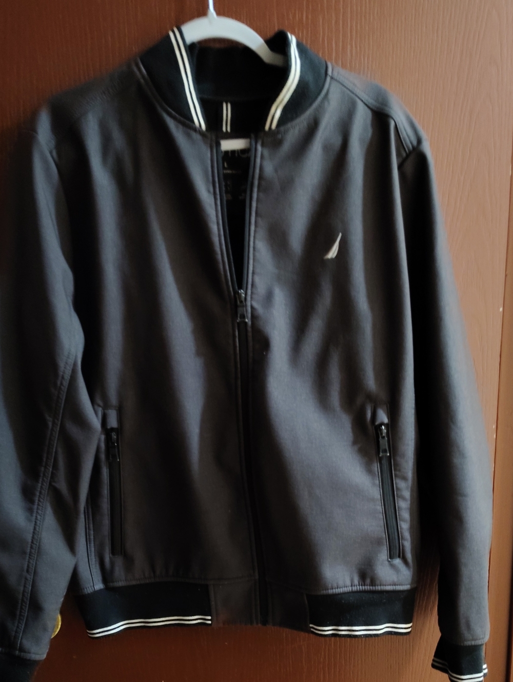 Nautica Black Bomber Jacket with White Trim